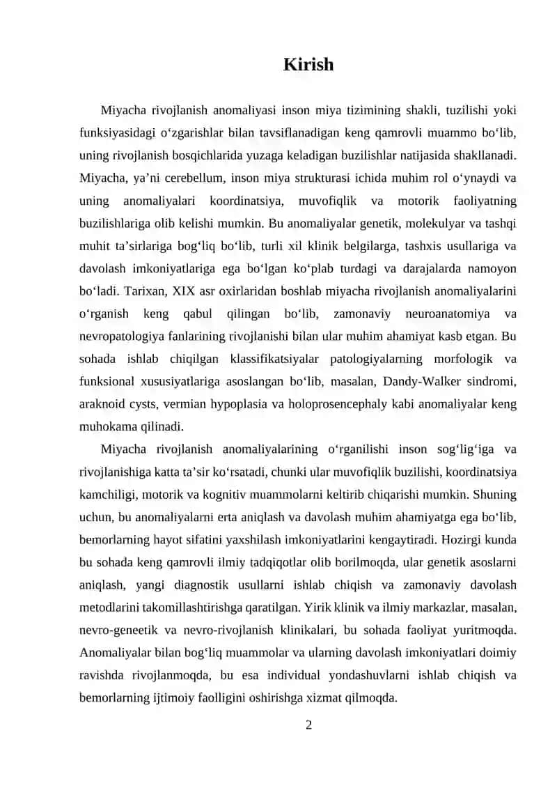 Miyacha rivojlanish anomaliyasi 2