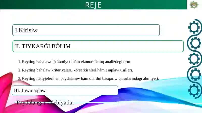 Reyting bahalaw ámeliyatı 2