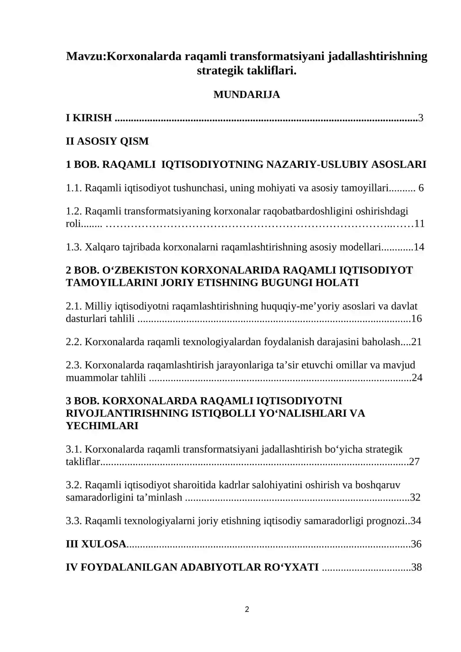 Korxonalarda raqamli transformatsiyani jadallashtirish bo‘yicha strategik takliflar 2