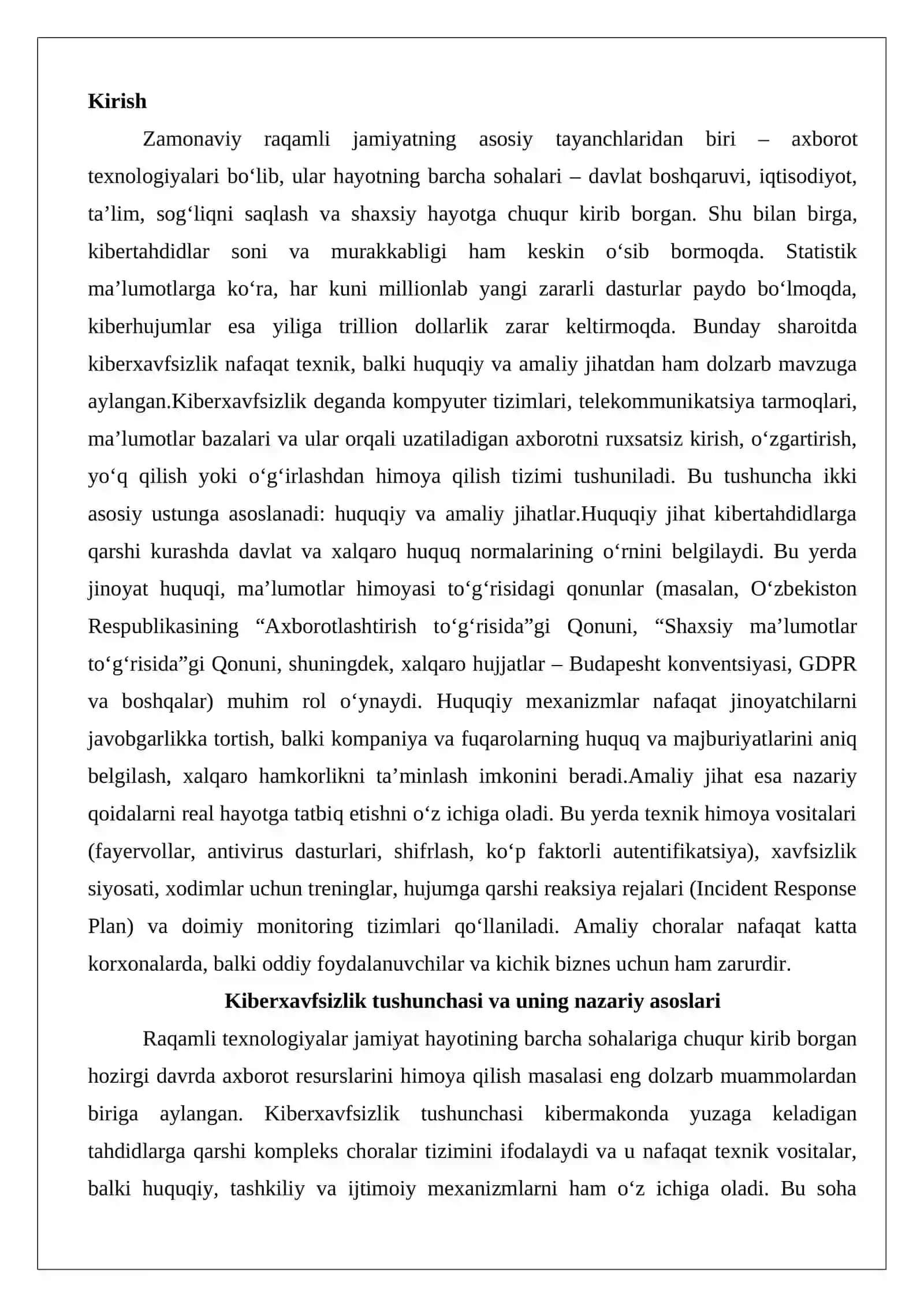 Kiberxavfsizlikning huquqiy va amaliy jihatlari 2