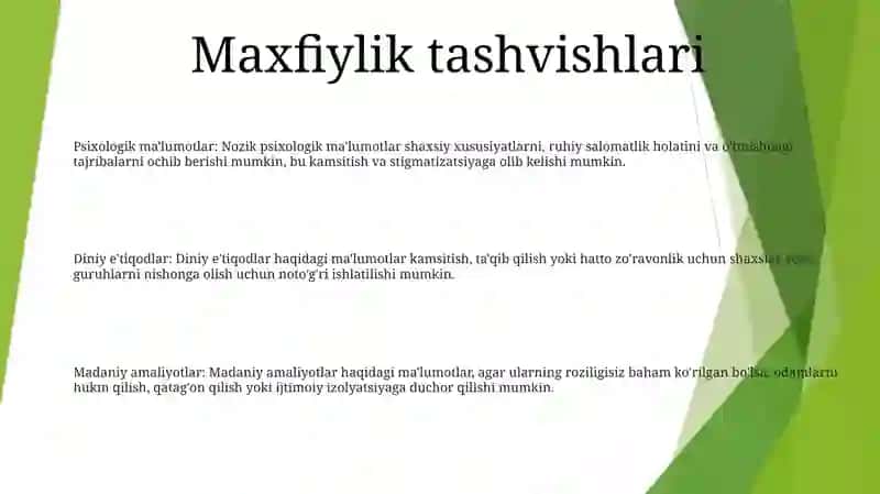Shaxsga Yo'Naltirilgan Axborot:Psixologik,Diniy, Madaniy Taxdidlar 2