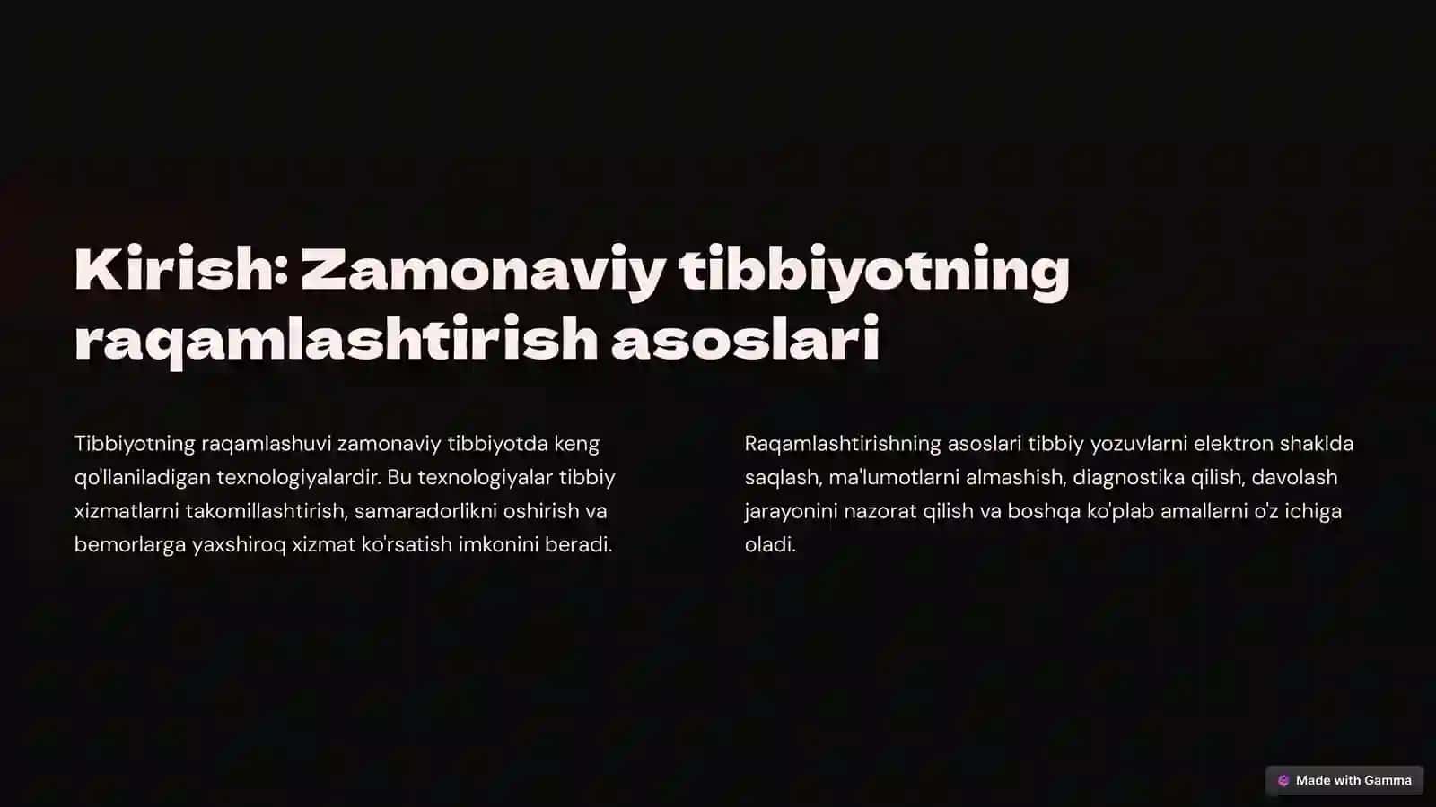 Tibbiyot masalalarini yechishda axborot-kommunikatsiya texnologiyalari dasturiy ta'minoti 2