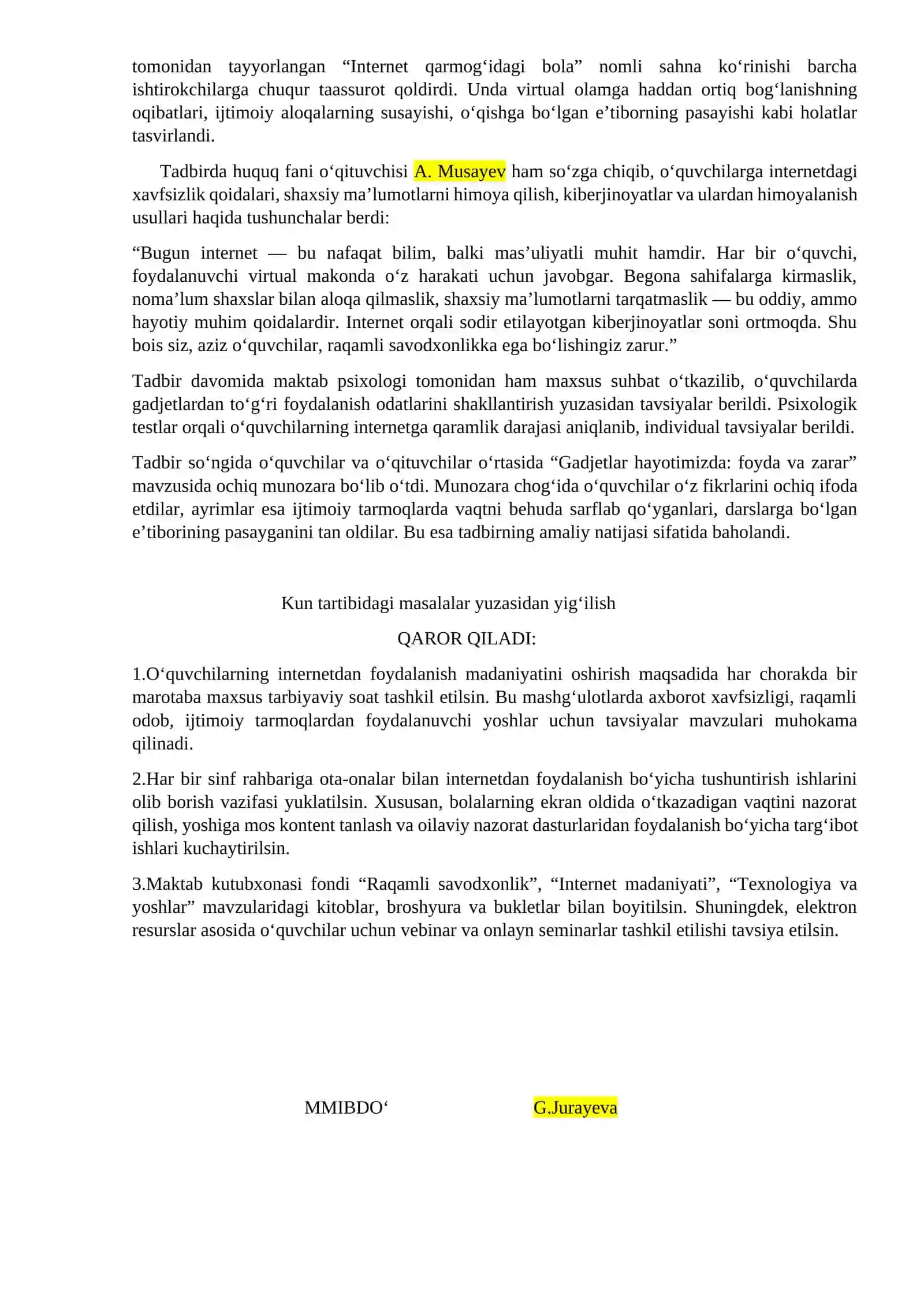"Gadjetlar va men" haftaligi doirasida "Internetdan to‘g‘ri foydalanish" mavzusida tadbir 2