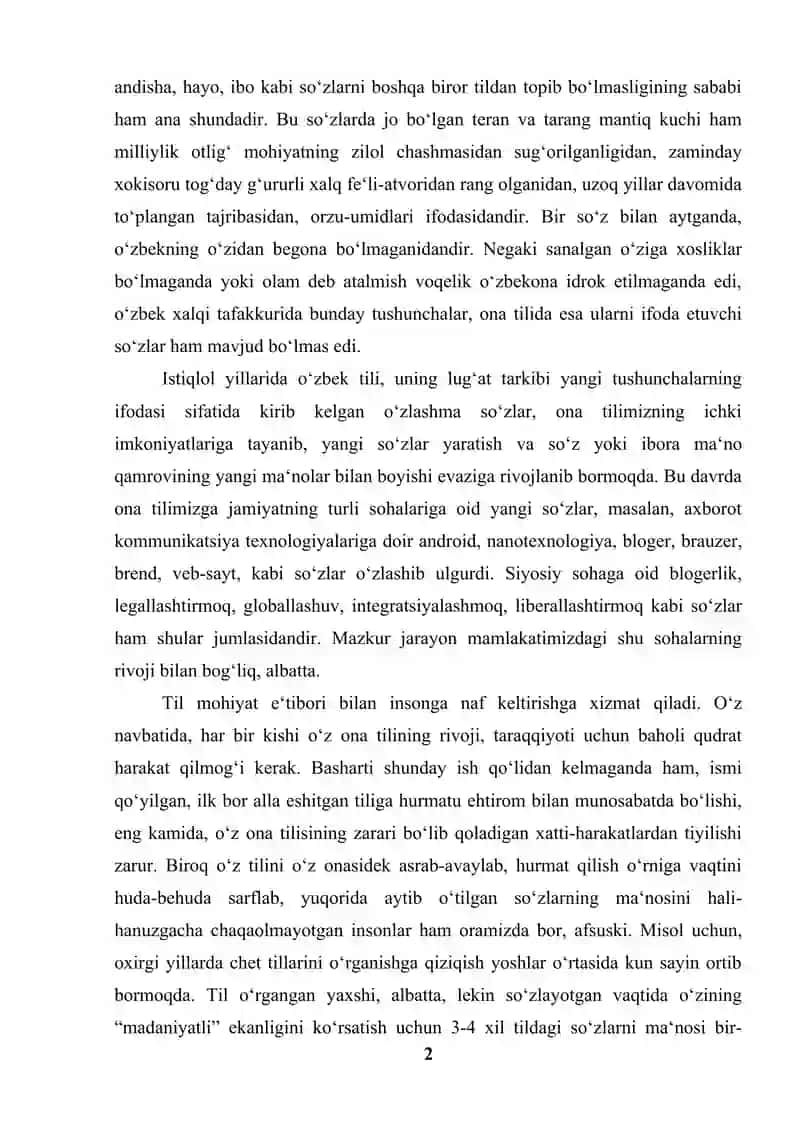 MILLАTIMNING G‘URURISАN, ОNА TILIM! 2