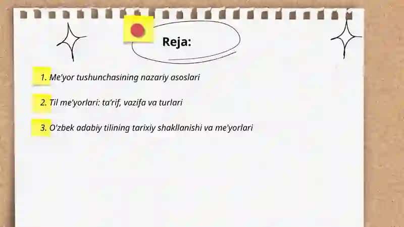 Me'yor tushunchasi.O'zbek adabiy til me'yorlari 2