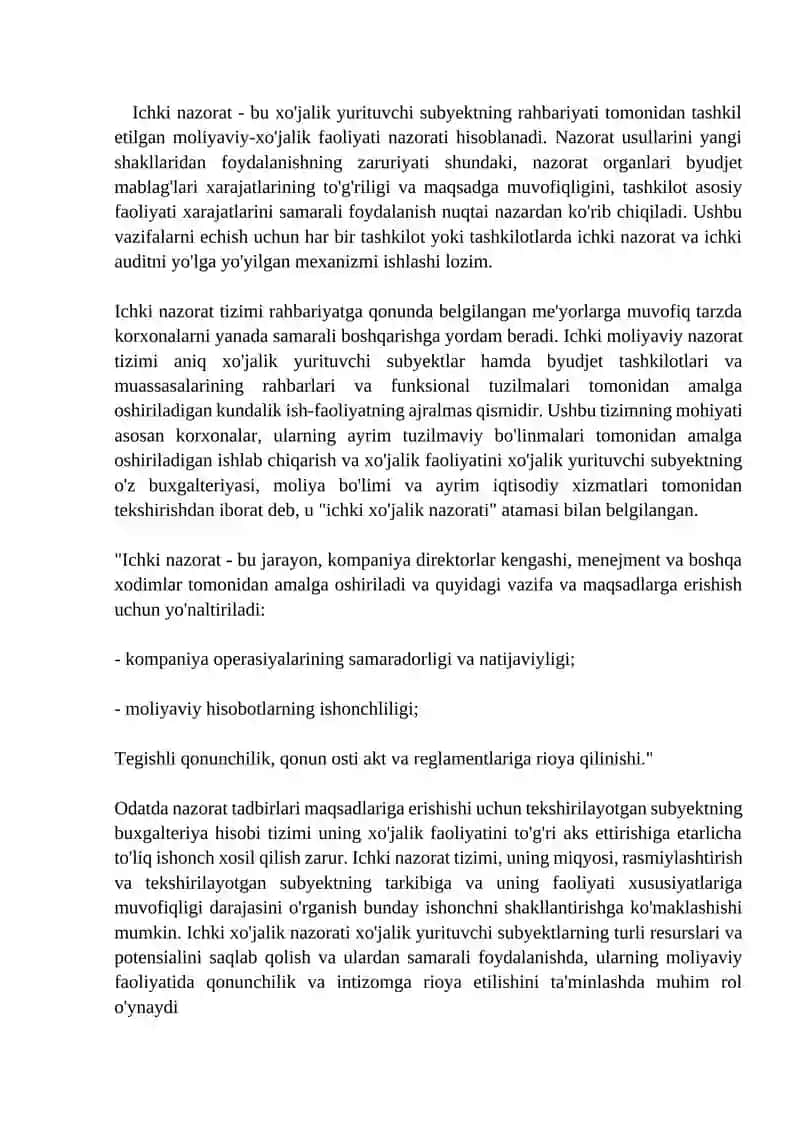 Korxona faoliyatida nazorat tizimini tashkil etish 2