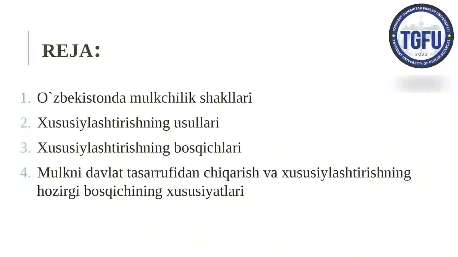 Davlatning mulkini xususiylashtirish va boshqarish siyosati 2