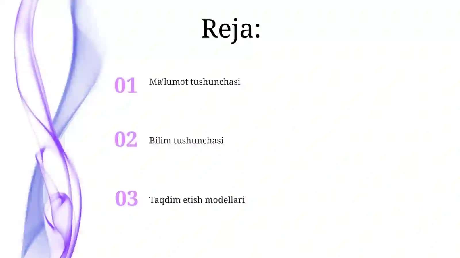 Ma'lumotlar va bilimlarni taqdim etish modellari 2
