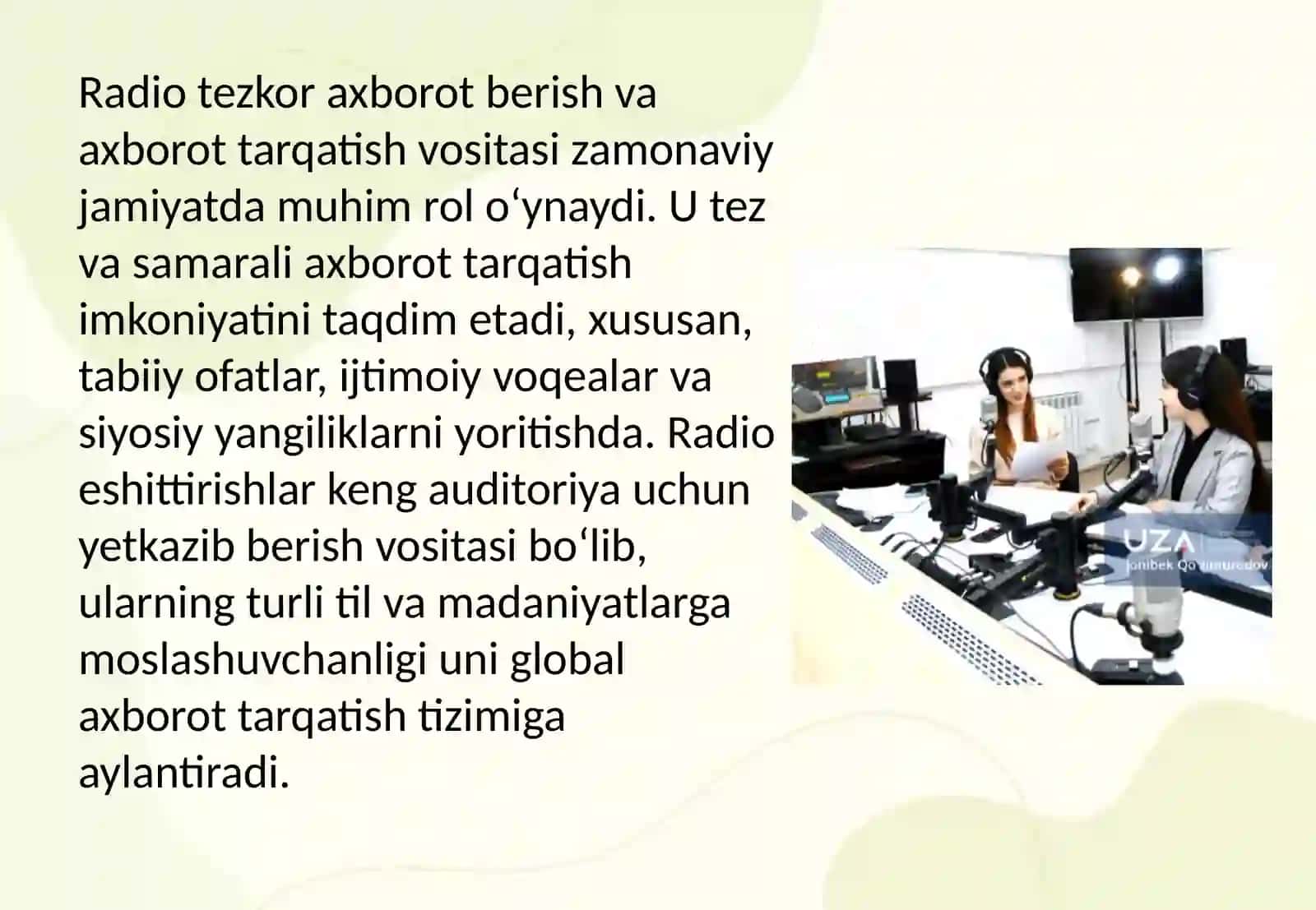 Radio tezkor axborot berish va axborot tarqatish vositasi 2