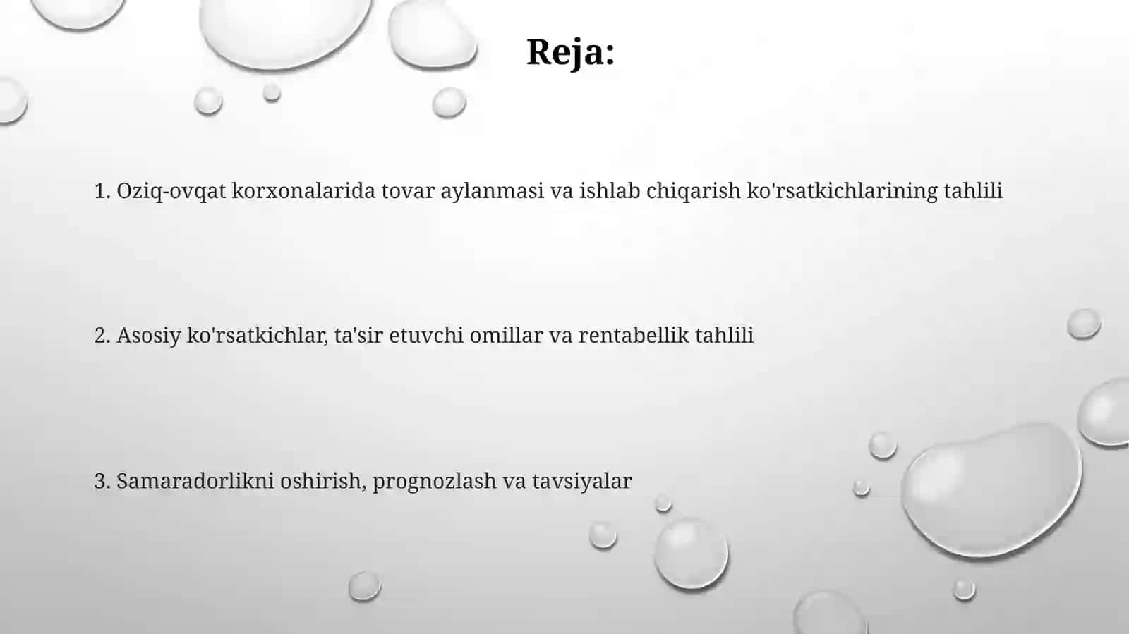 Tovar aylanmasi va ishlab chiqarish ko'rsatkichlarining tahlili 2