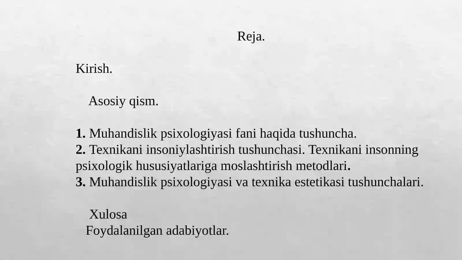 Muxandislik psixologiyasi va texnika estetikasi tushunchalari 2