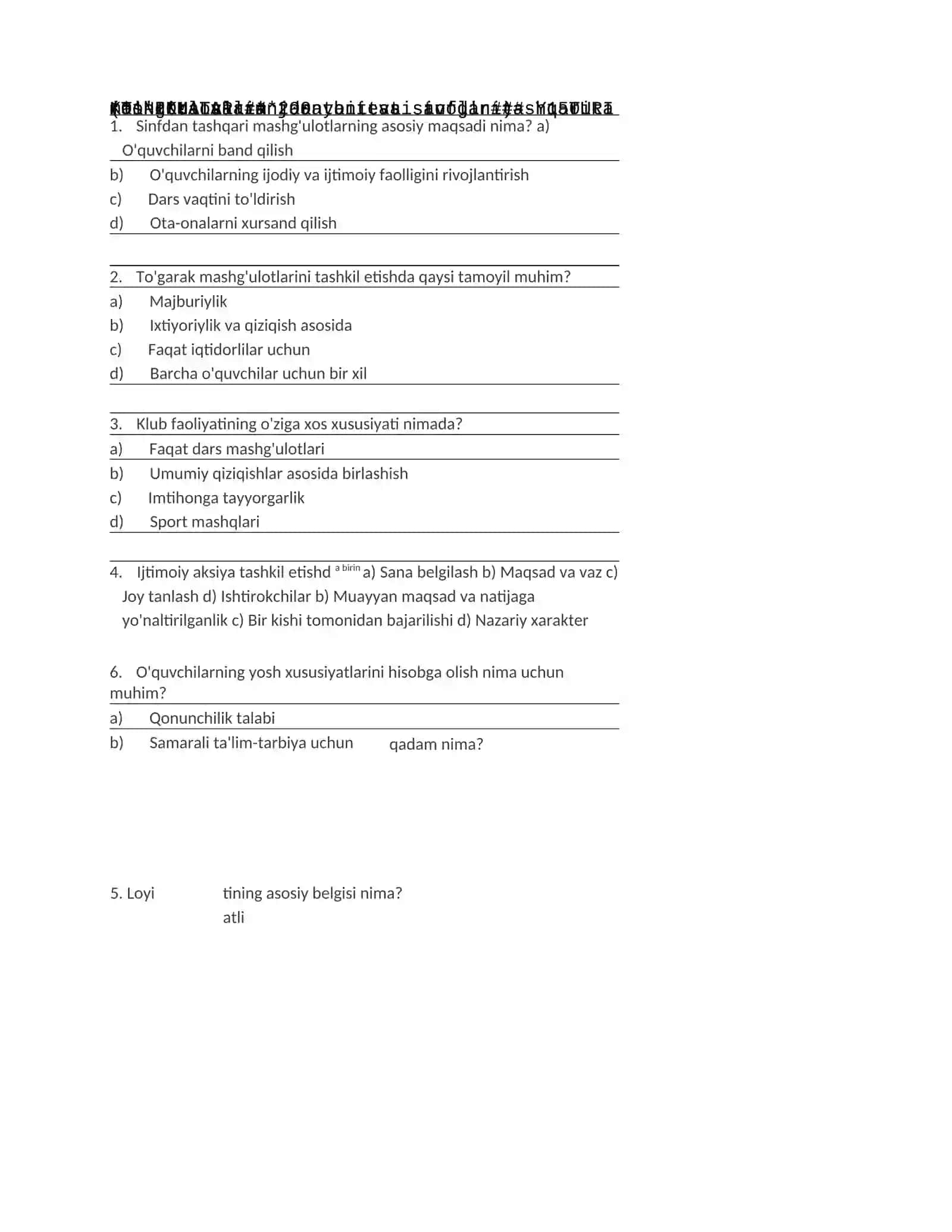 TASHKILIY-PEDAGOGIK VA KOMMUNIKATIV KO'NIKMALAR ## 200 ta test savoli 2