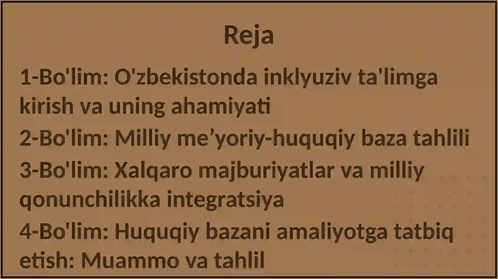 OʻZBEKISTONDA INKLYUZIV TA’LIMNING ME’YORIY-HUQUQIY BAZASINI TAHLIL QILISH 2