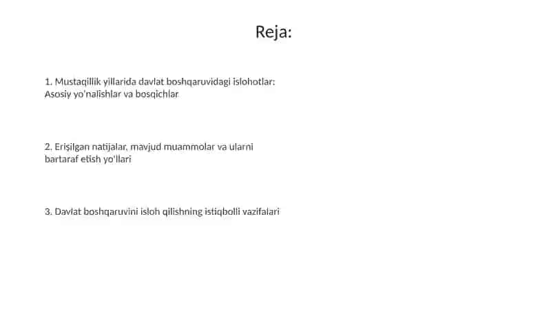 Mustaqillik Yillarida Davlat Boshqaruvida Amalga Oshirilgan Islohotlar 2