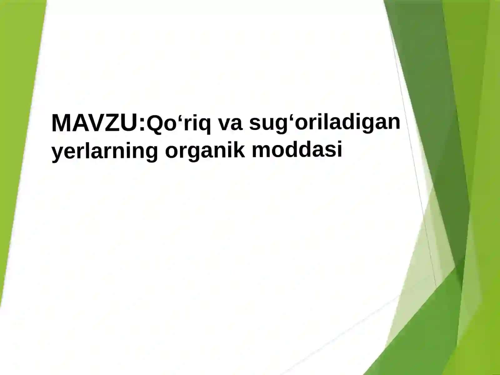 Tabiiy Fanlar Tuproqshunoslik taʼlim yònalishi 3-kurs 120- Boyto’rayeva Ziyodaning Tuproqning organik qismi fanidan Taqdimoti 2