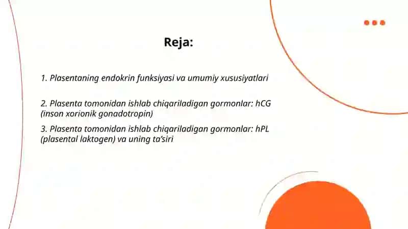 Plasentaning endokrin funksiyasi va umumiy xususiyatlari 2