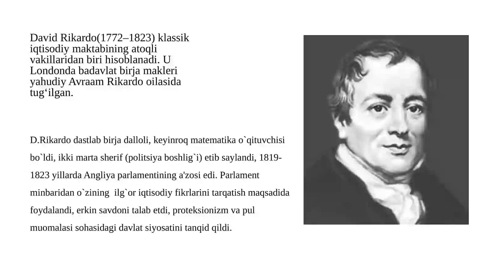 David Rikardo(1772–1823) 2