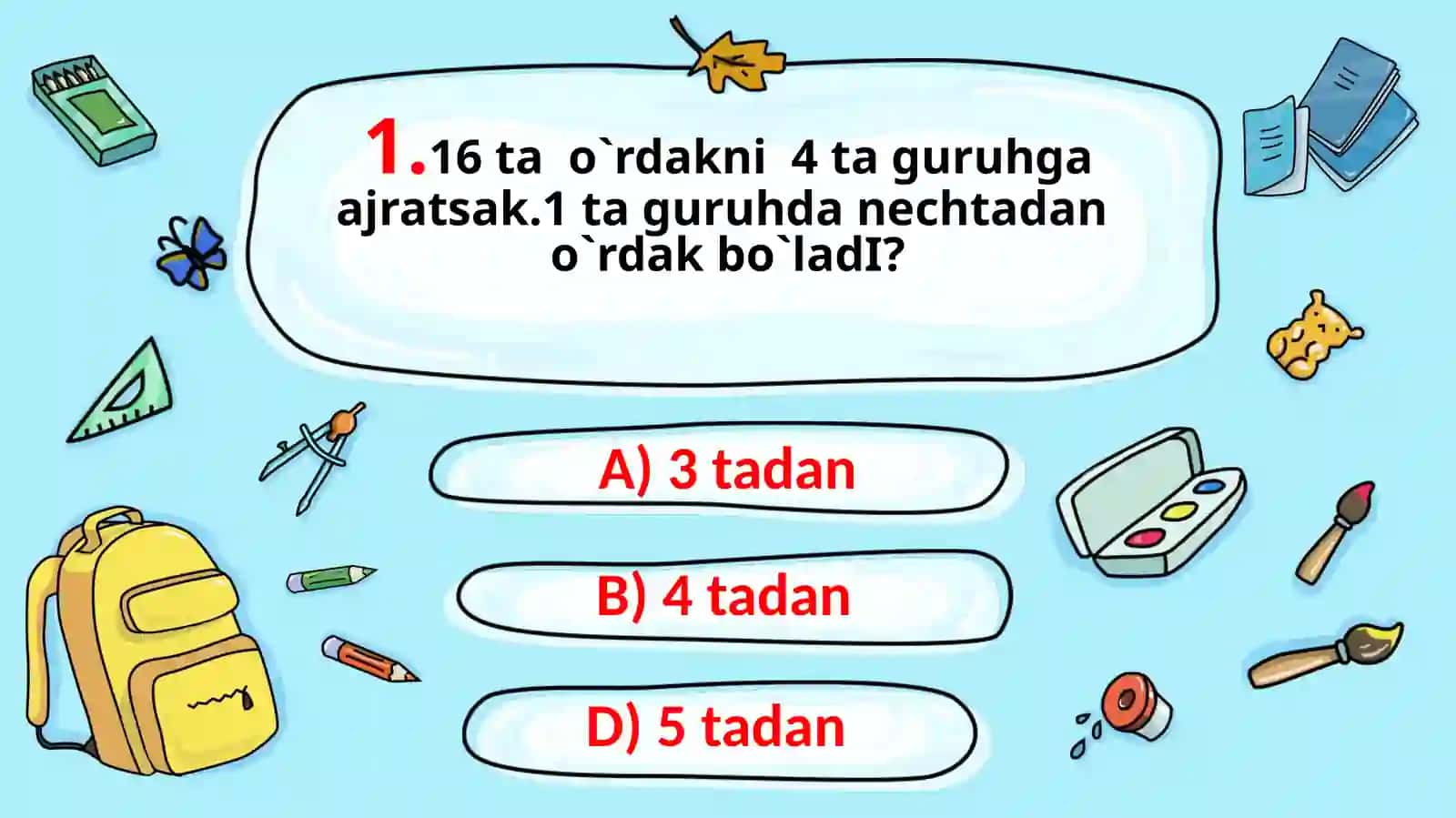 2-sinf Matematika3- chorak test 2