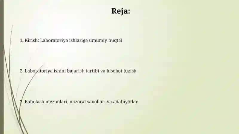 Dasturlash asoslari fanidan laboratoriya ishlarini o’tkazish metodikasi 2