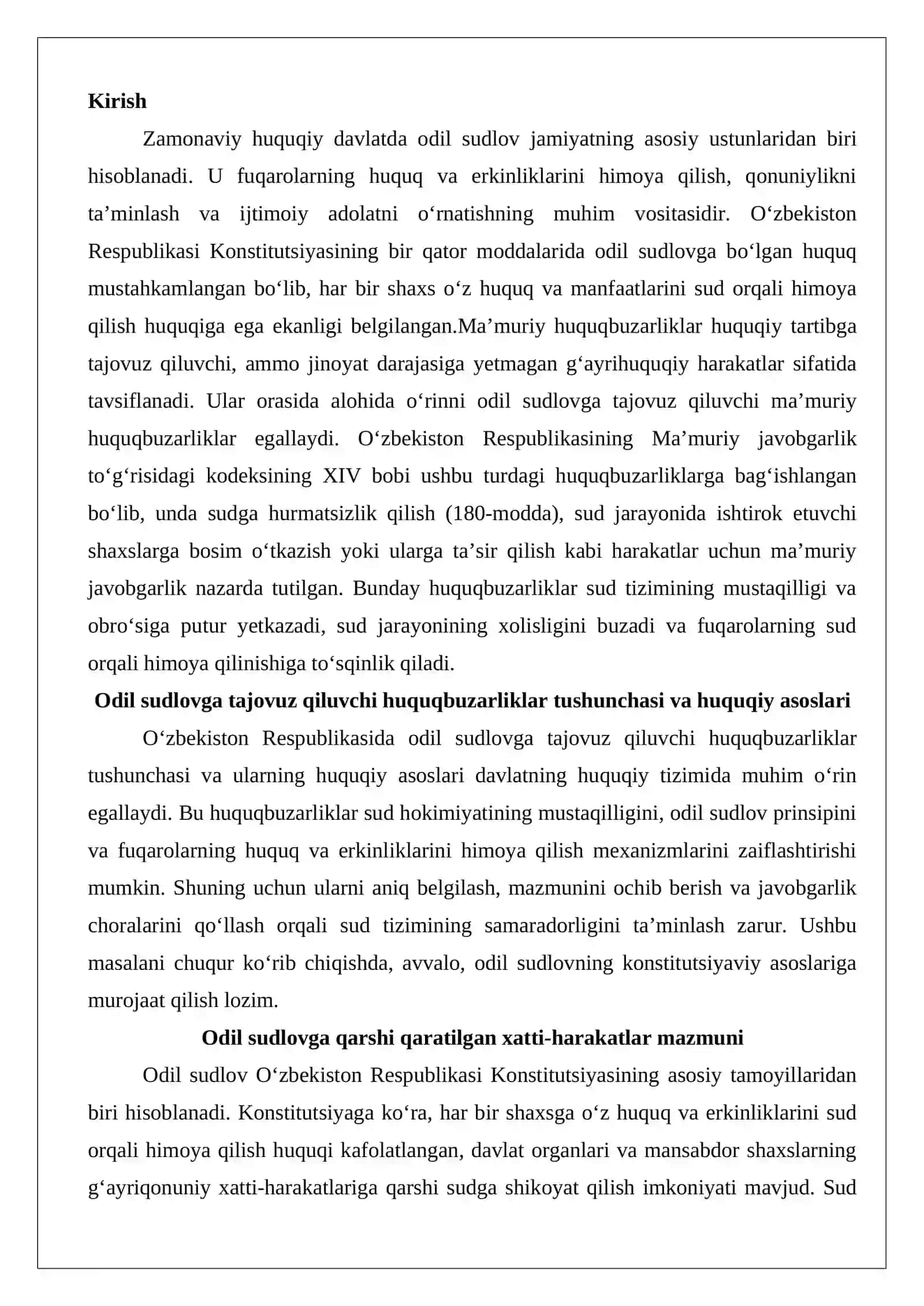 Odil sudlovga tajovuz qiluvchi ma’muriy huquqbuzarliklar tarkibi 2
