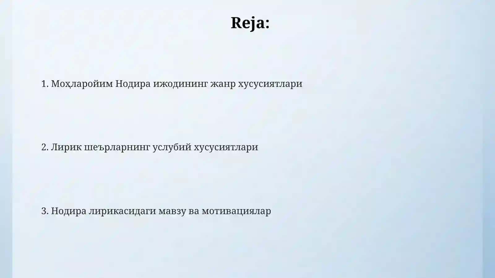 Mohlaroyim Nodira lirikasining janriy xususiyatlari 2