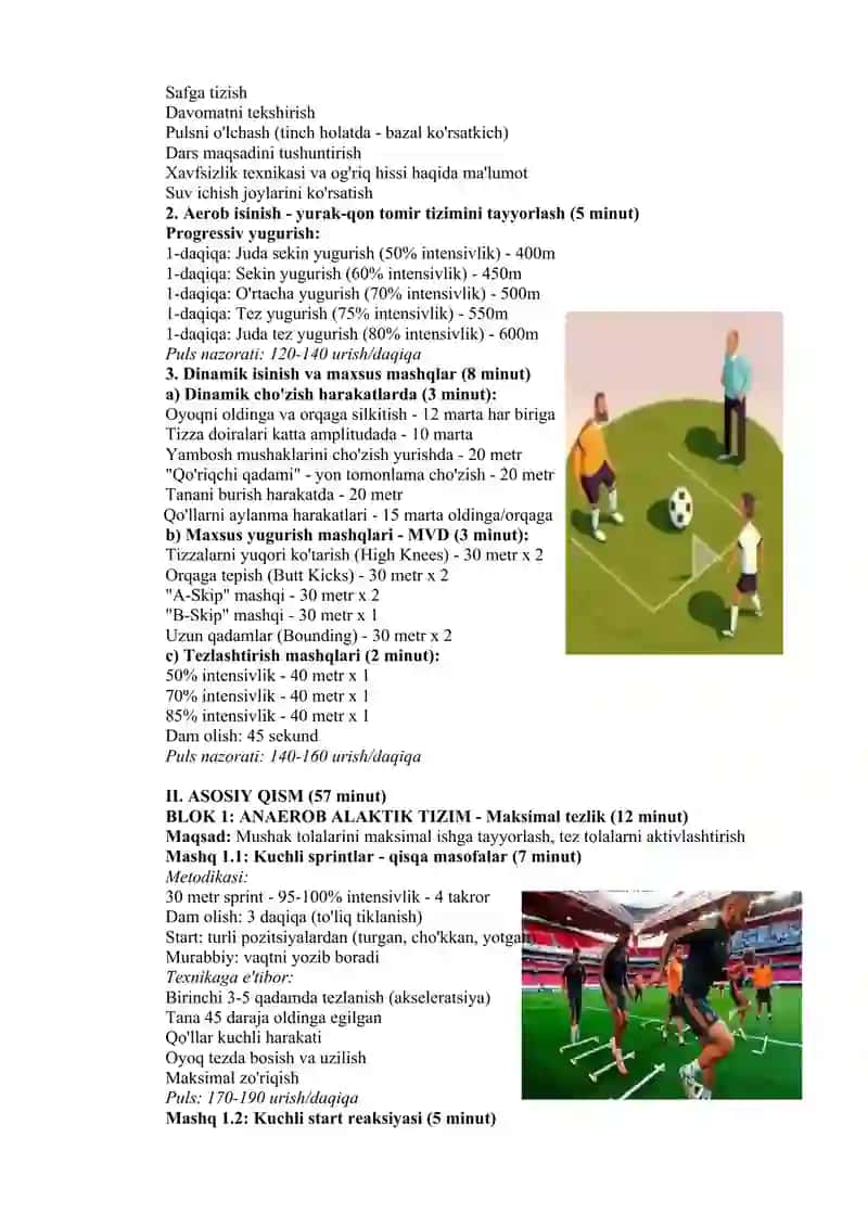 Futbolchilarni maxsus tayyorgarligi.Jismoniy tayyorgarlik.Tezlik sifatini tarbiyalash.Distansion tezlikni tarbiyalash. 2