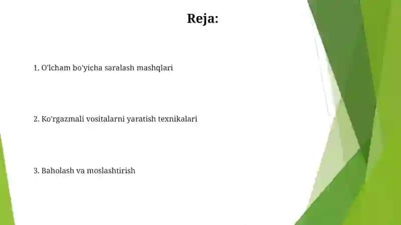 Bolalarni predmetlar ólchami bilan tanishtirish vazifalari 2