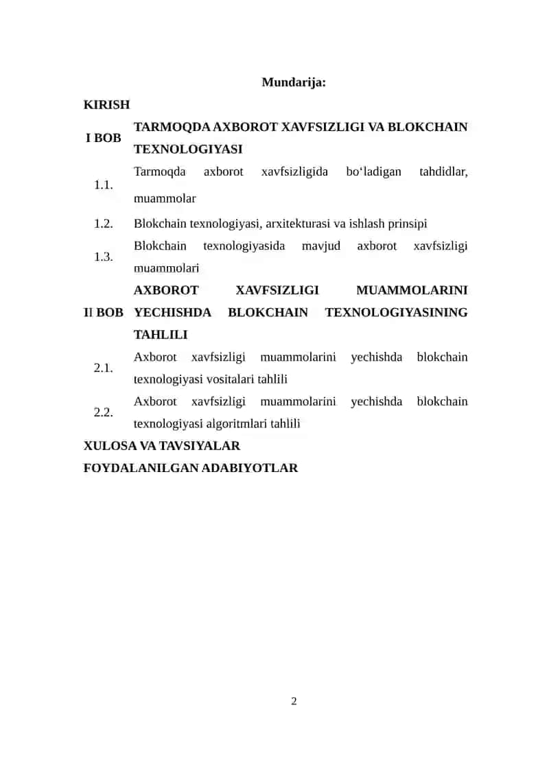 Tarmoqda axborot xavfsizligi va blokchain texnologiyasi 2