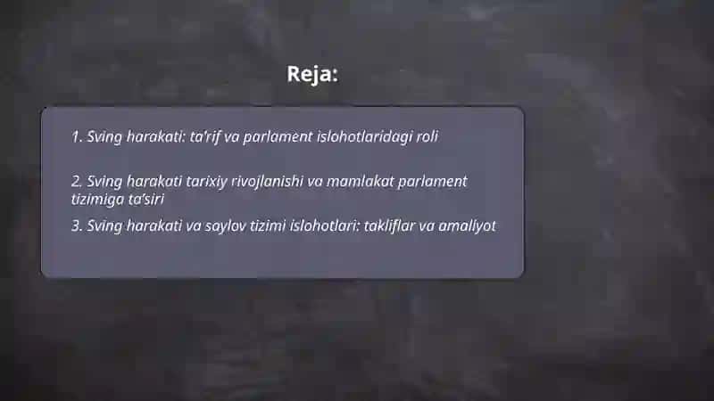 Sving harakati va parlament islohotlari 2