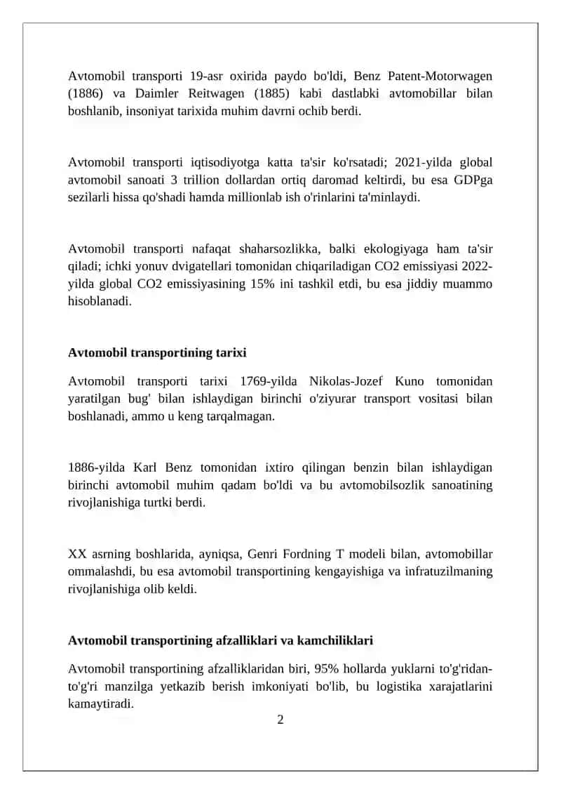 Avtomobil transporti 2