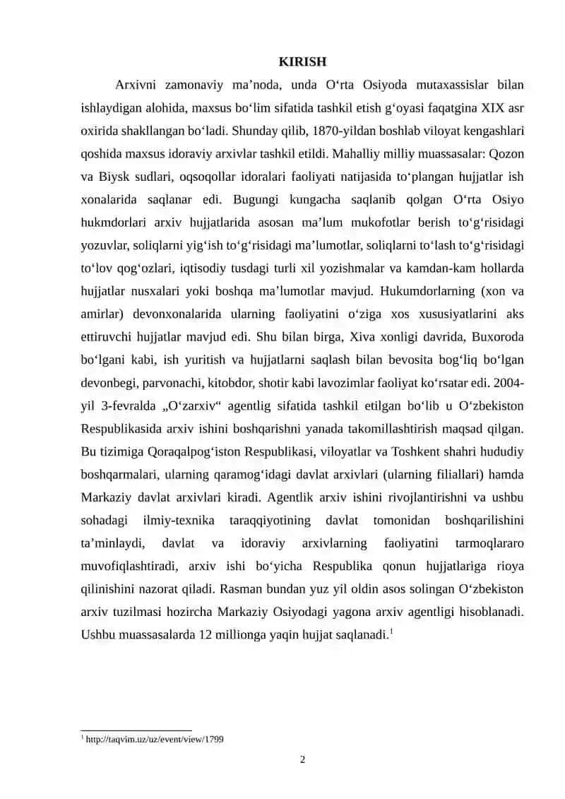 O‘zbekistonda arxiv ishini rivojlanish bosqichlari 2