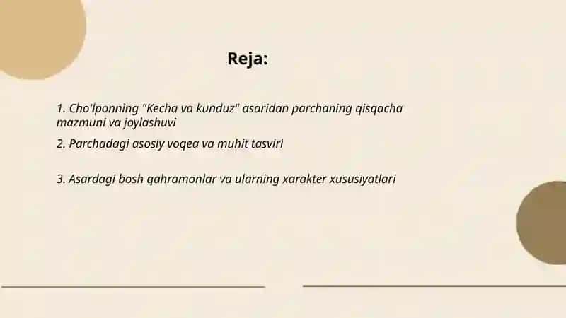 Cho'lponning Kecha va Kunduz asaridan parcha o'qish 2