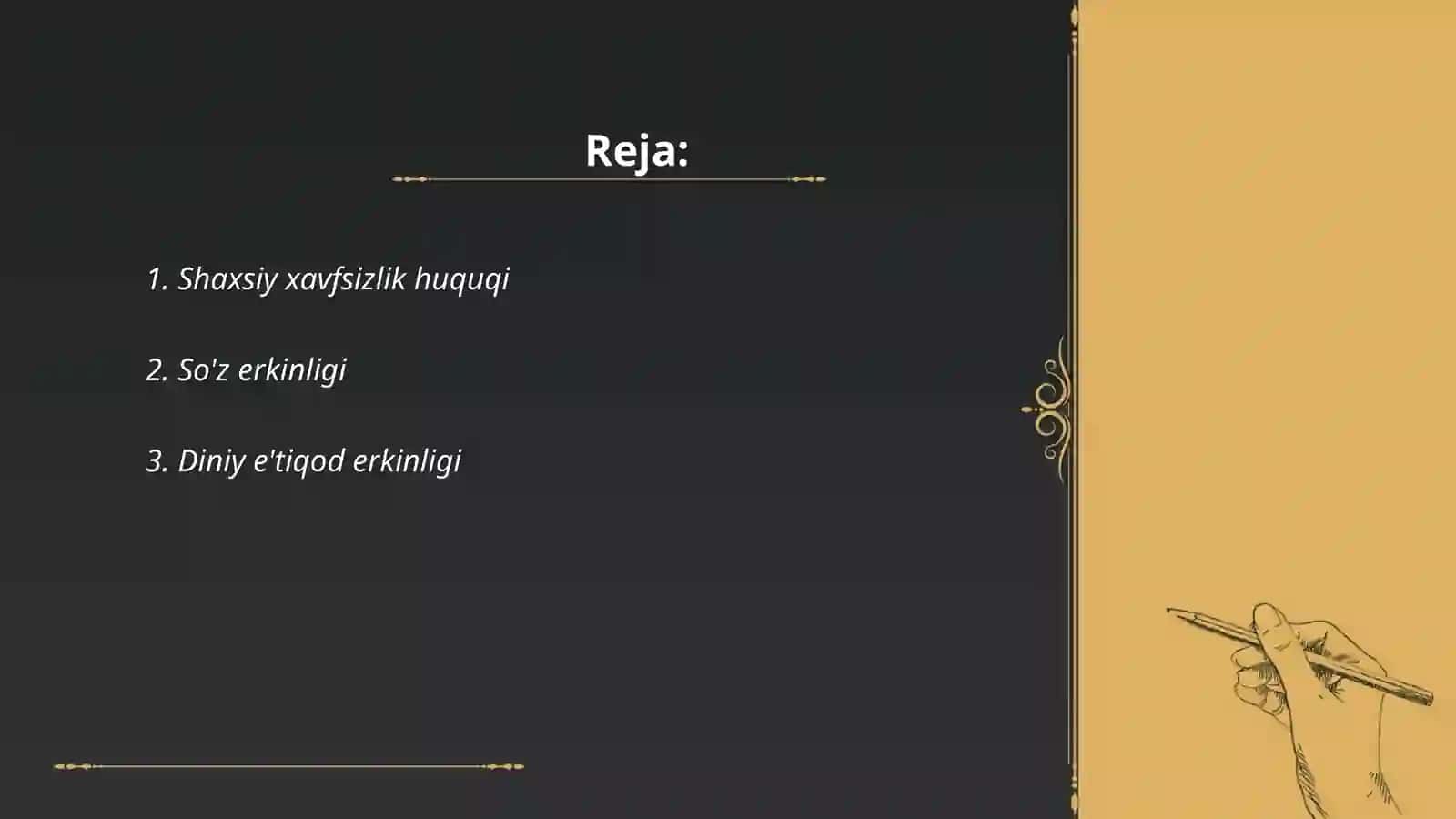 Fuqorolarning shaxsiy, siyosiy, ijtimoiy, iqtisodiy, madaniy va ekologik huquqlari 2