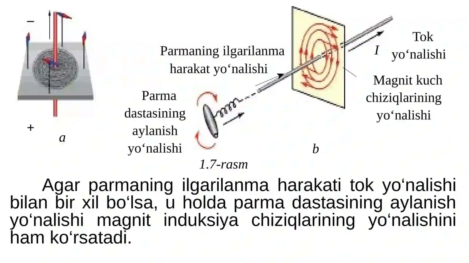 Tokli to‘g‘ri o‘tkazgichning, halqa va g‘altakning magnit maydoni 2