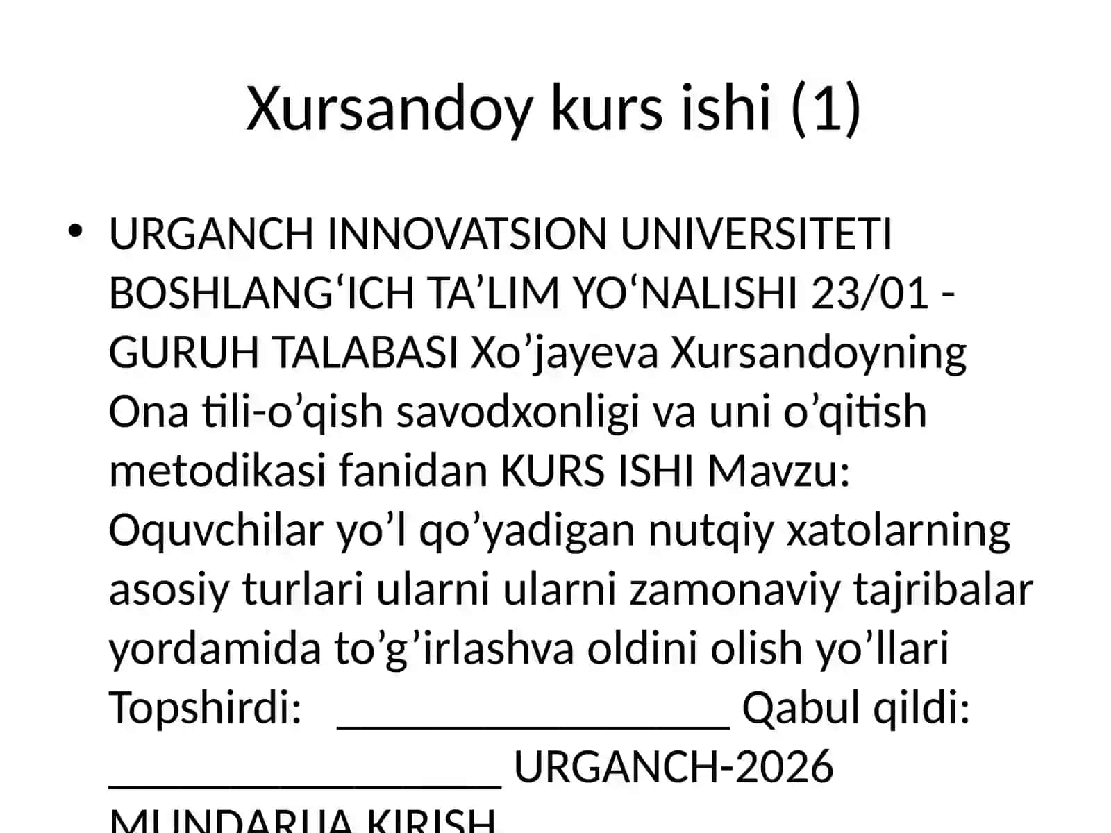 Oquvchilar yo’l qo’yadigan nutqiy xatolarning asosiy turlari ularni ularni zamonaviy tajribalar yordamida to’g’irlashva oldini olish yo’llari 2