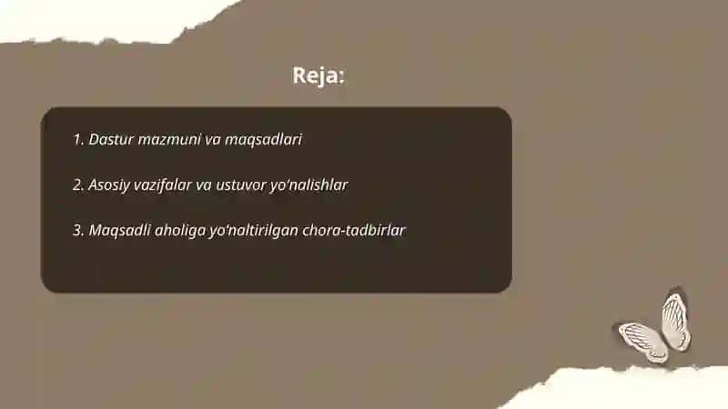 Takomillashtirilgan "Ilk qadam" davlat dasturining mazmuni 2