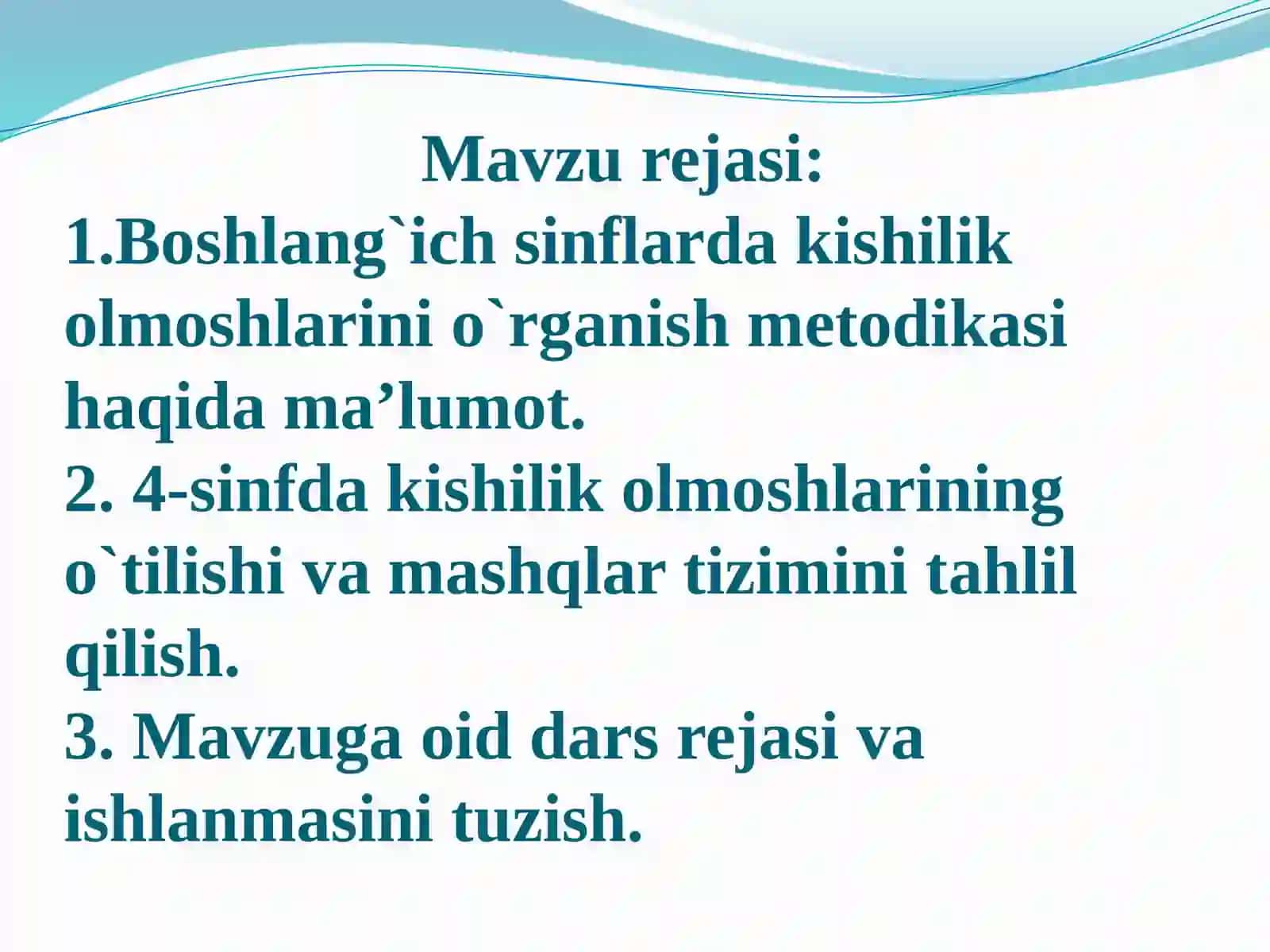 Olmoshni o`rganish dars rejasi va ishlanmasini tuzish 2