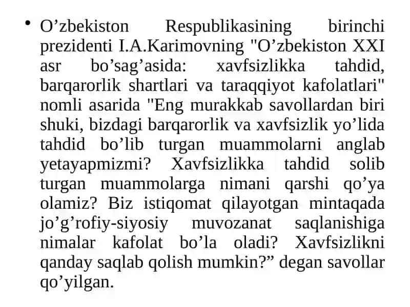 Ekologik xavfsizlik va barqaror rivoljlanish 2