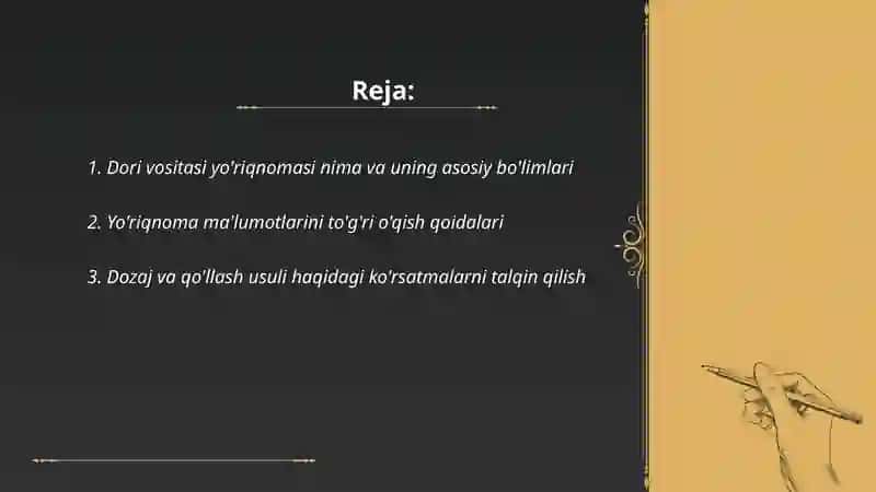 Dori Vositalari Yo'riqnomalari bilan ishlash tartibi 2