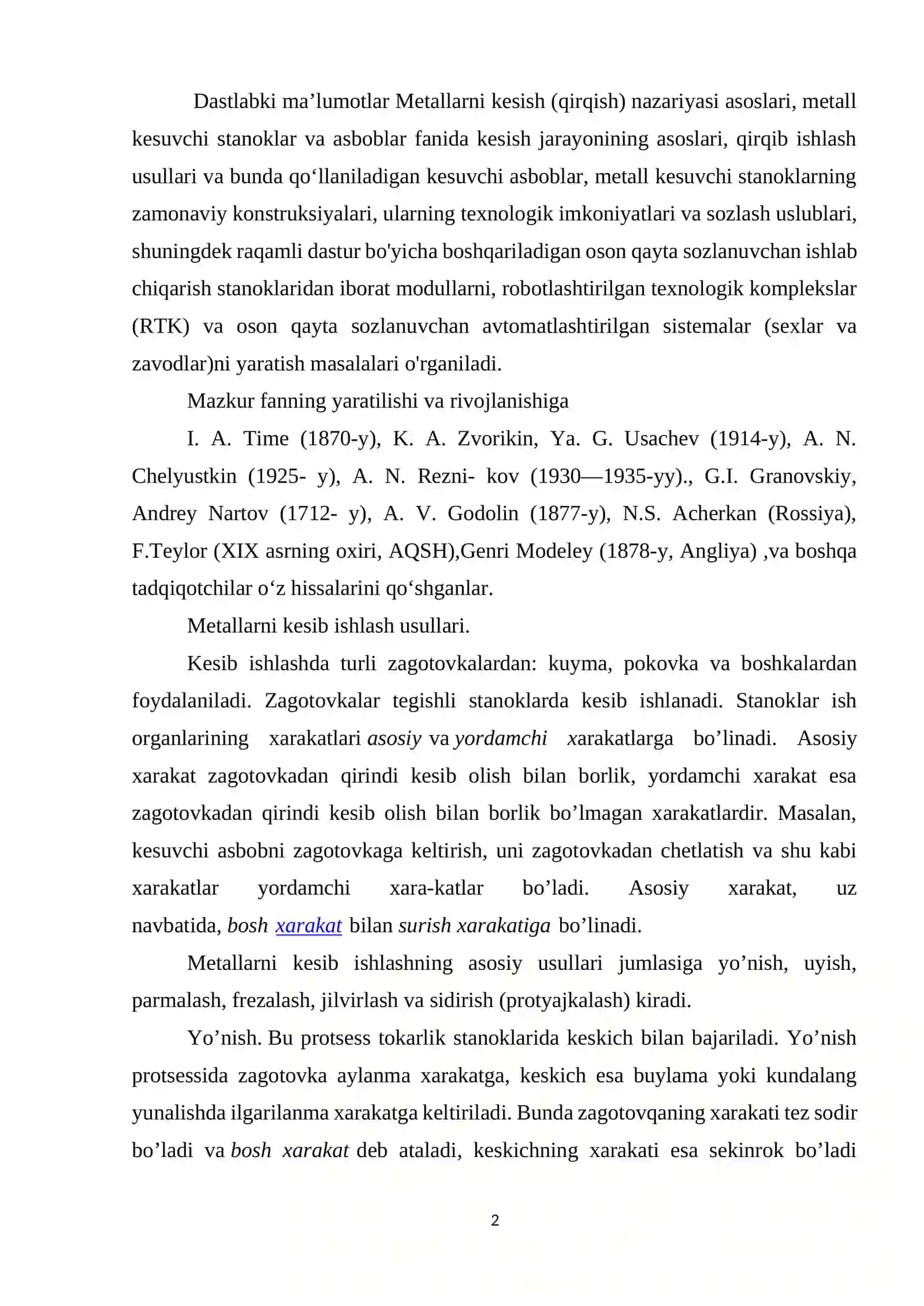 METAL KESISH ASBOBLARI KLASSIFIKATSIYASI 2