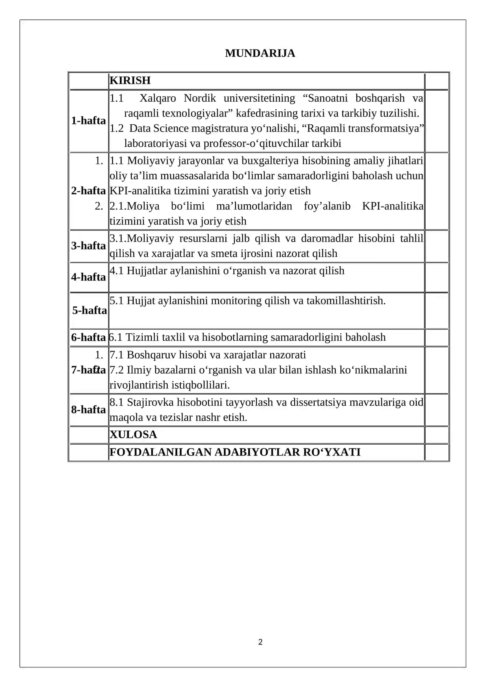 Ma’lumotlar tahlili modellari asosida universitet qabul jarayonlarini takomillashtirish yo‘llari. 2