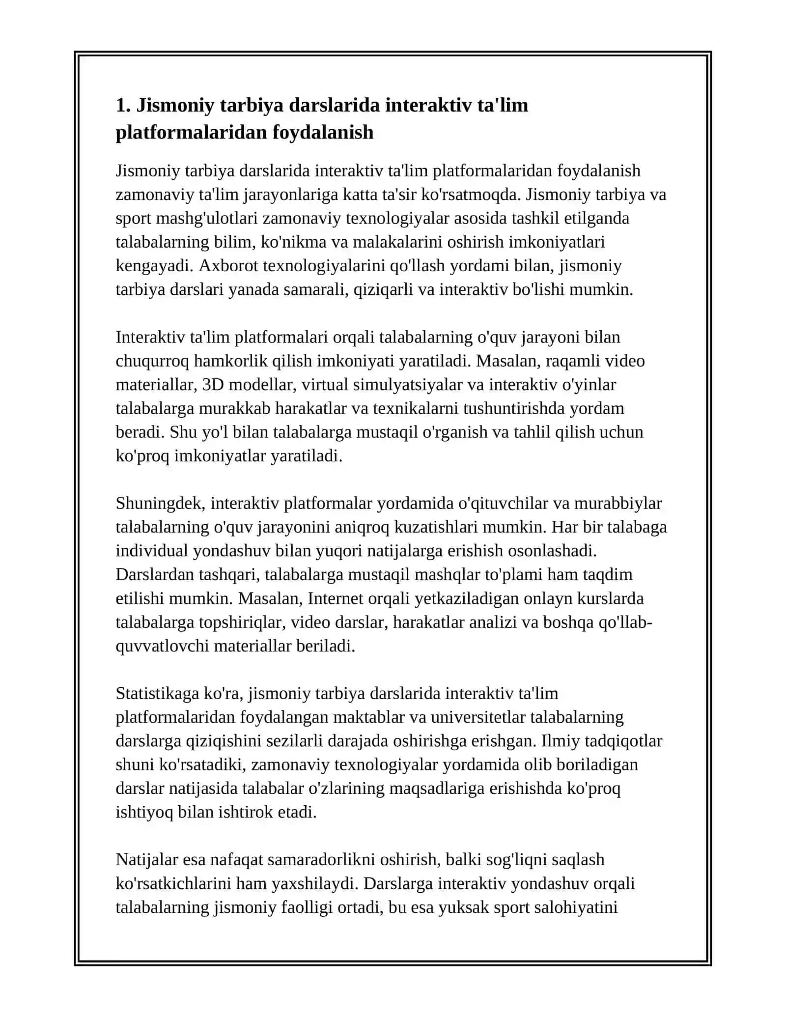 JISMONIY TARBIYA VA SPORTDA AXBOROT TEXNOLOGIYALARIDAN FOYDALANISH 2