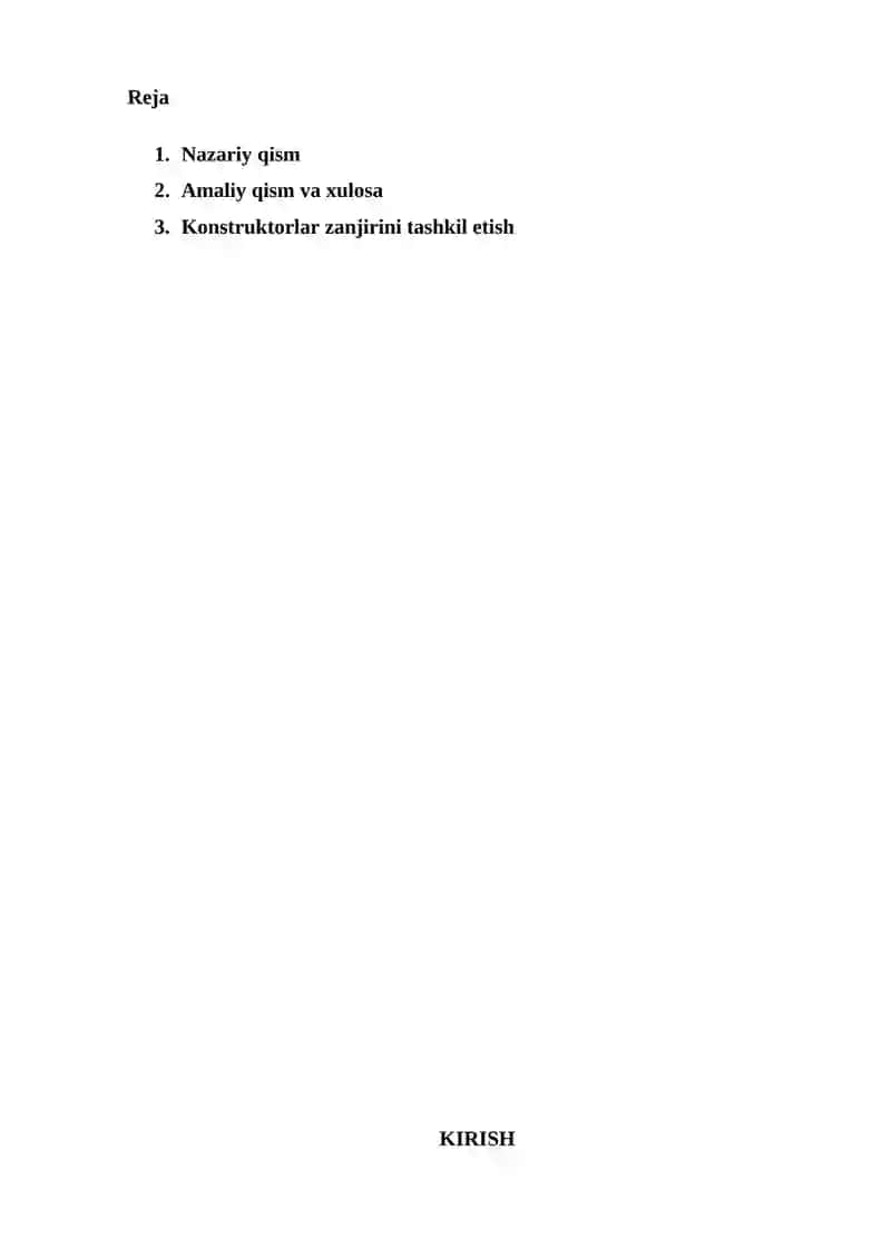 Konstruktorlar zanjiri bilan sinflarni tashkil etish 2