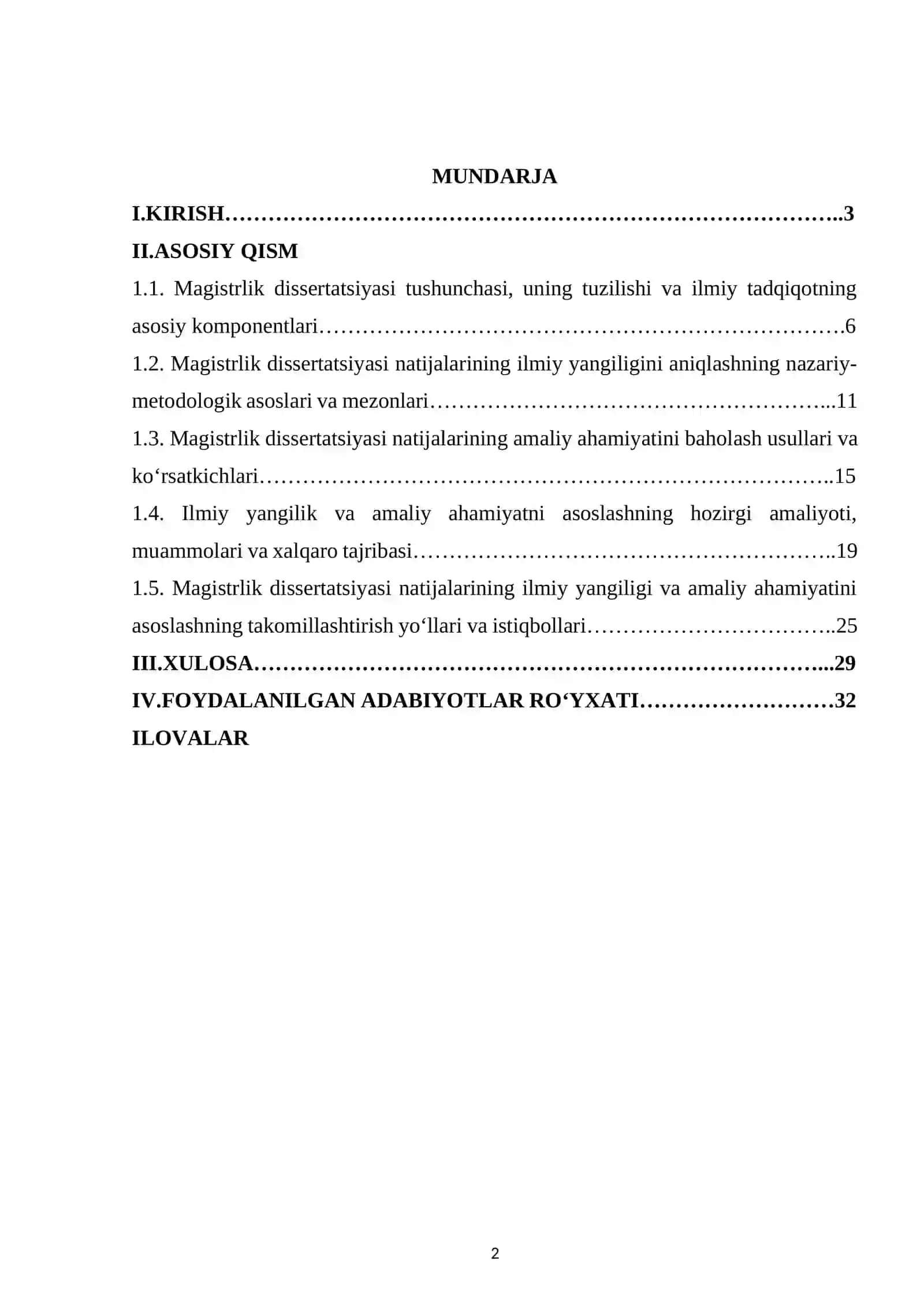 Magistrlik dissertatsiyasi natijalarining ilmiy yangiligi va amaliy ahamiyatini asoslash 2