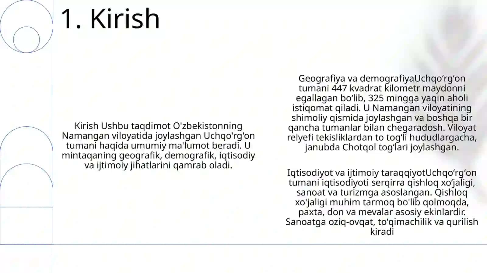Namangan Viloyati Uchqo’Rg’On Tumani Haqida Taqdimot Tayyorlash 2