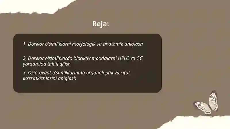 Dorivor O'simliklarni Aniqlash va Tahlil Qilish 2