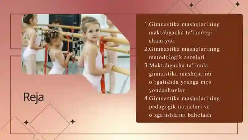 Maktabgacha ta'limda gimnastika mashqlarini o‘rgatish 2