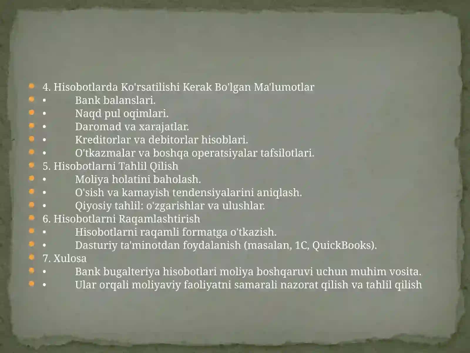 Bank bugalteriya hisobotlari va ularni tuzish 2