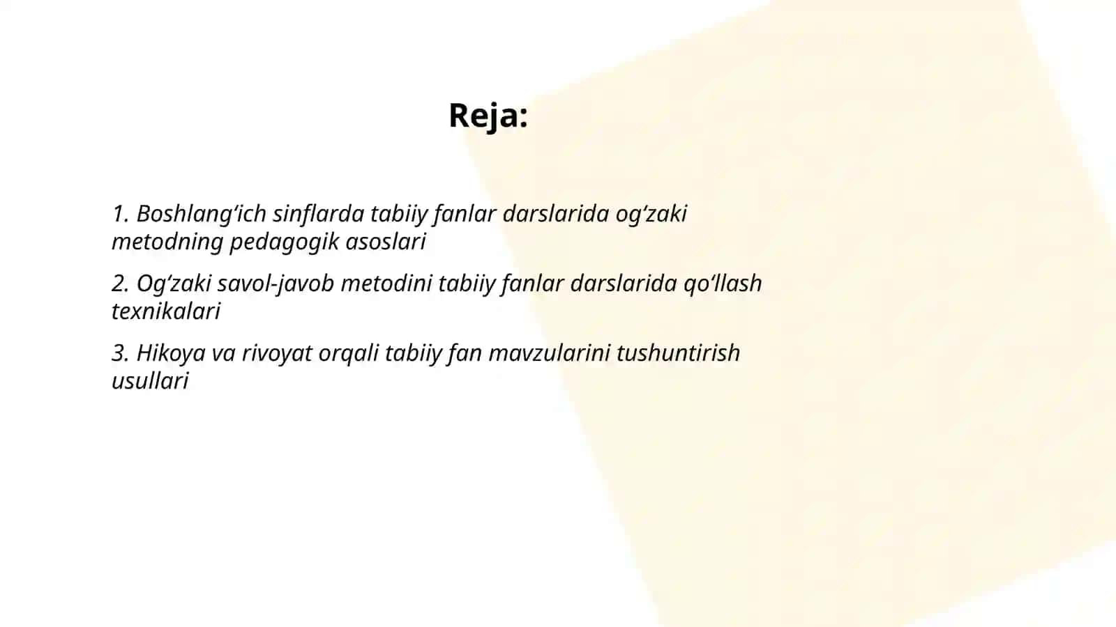 Boshlang'ich ta'lim tabiiy fanlari darslarida og'zaki va ko'rgazma metodlardan foydalanish 2