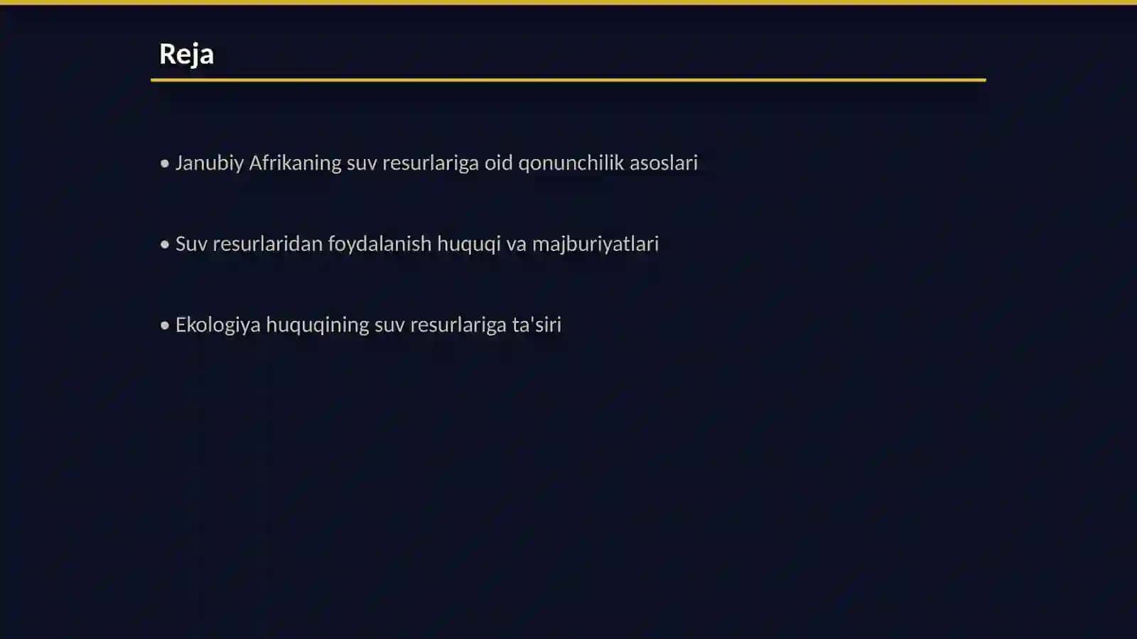 Ekologiya huquqi: Janubiy afrikaning suv resurlaridan foydalanish to’g’risidagi qonunchiligi 2